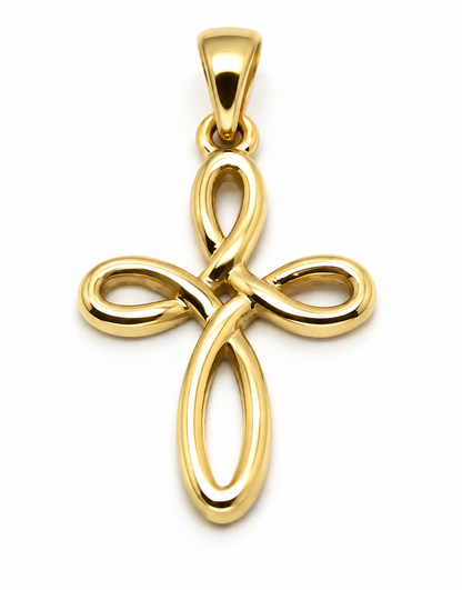 Genuine Small 9ct 9K 375 Delicate Yellow, Rose or White Gold Celtic Cross Pendant