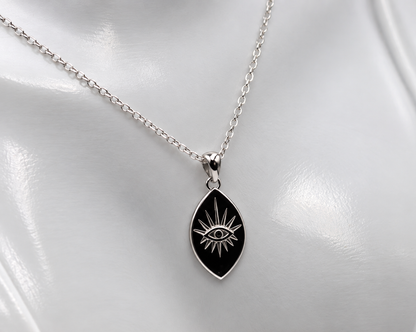 Genuine Sterling Silver 925 Greek Eye Charm Pendant & Diamond Cut Cable Chain Necklace - Choose your Necklace Length (Copy)