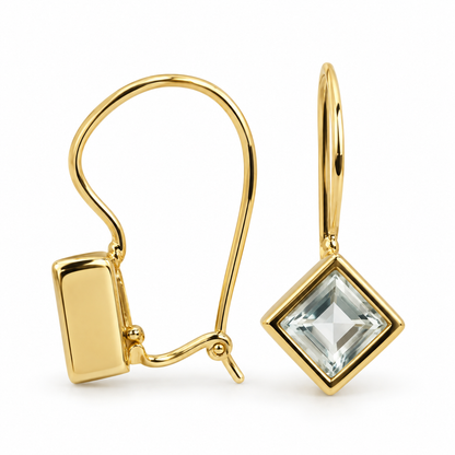 Kaedesigns 9ct 9k 375 Yellow, Rose or White Gold Light Blue Stone Earrings