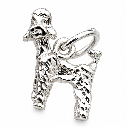 Sterling Silver Small Poodle Dog Charm or Pendant + jump ring