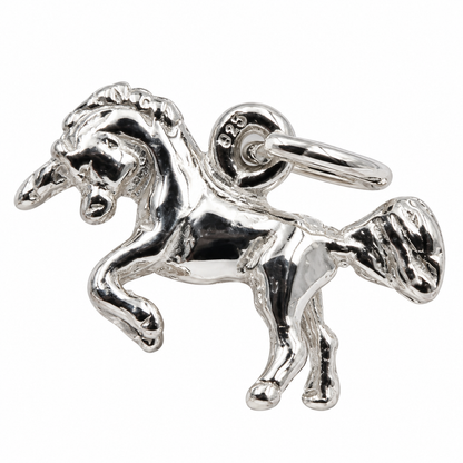 Genuine Sterling Silver or 9ct Yellow Gold 3D Unicorn Horse Pendant Charm