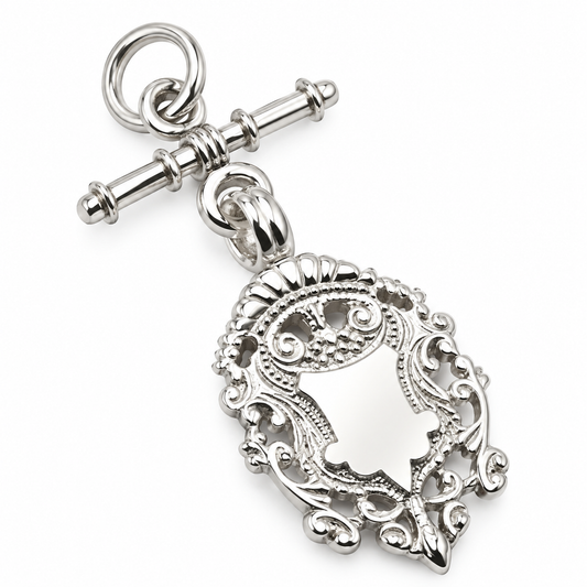 Genuine Solid Sterling Silver 925 Shield & T Bar Pendant