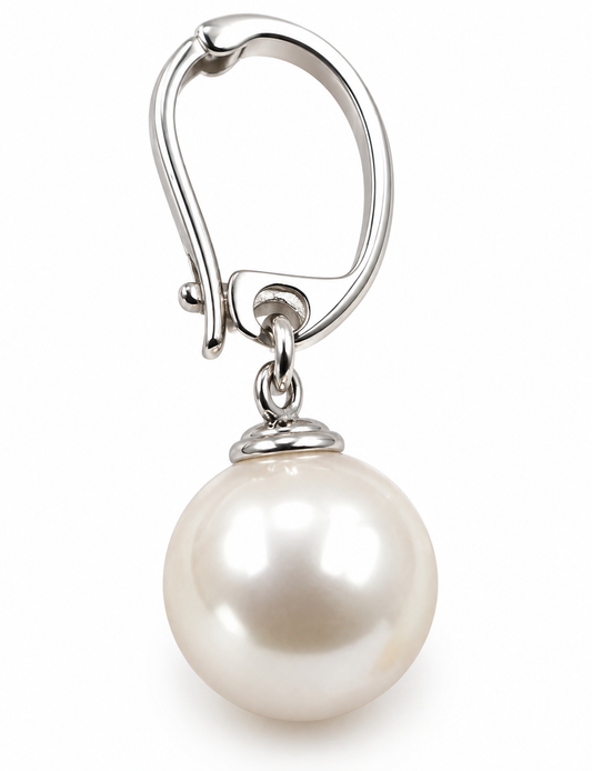 Sterling Silver 925 10mm Shell White Pearl Ball Enhancer Pendant