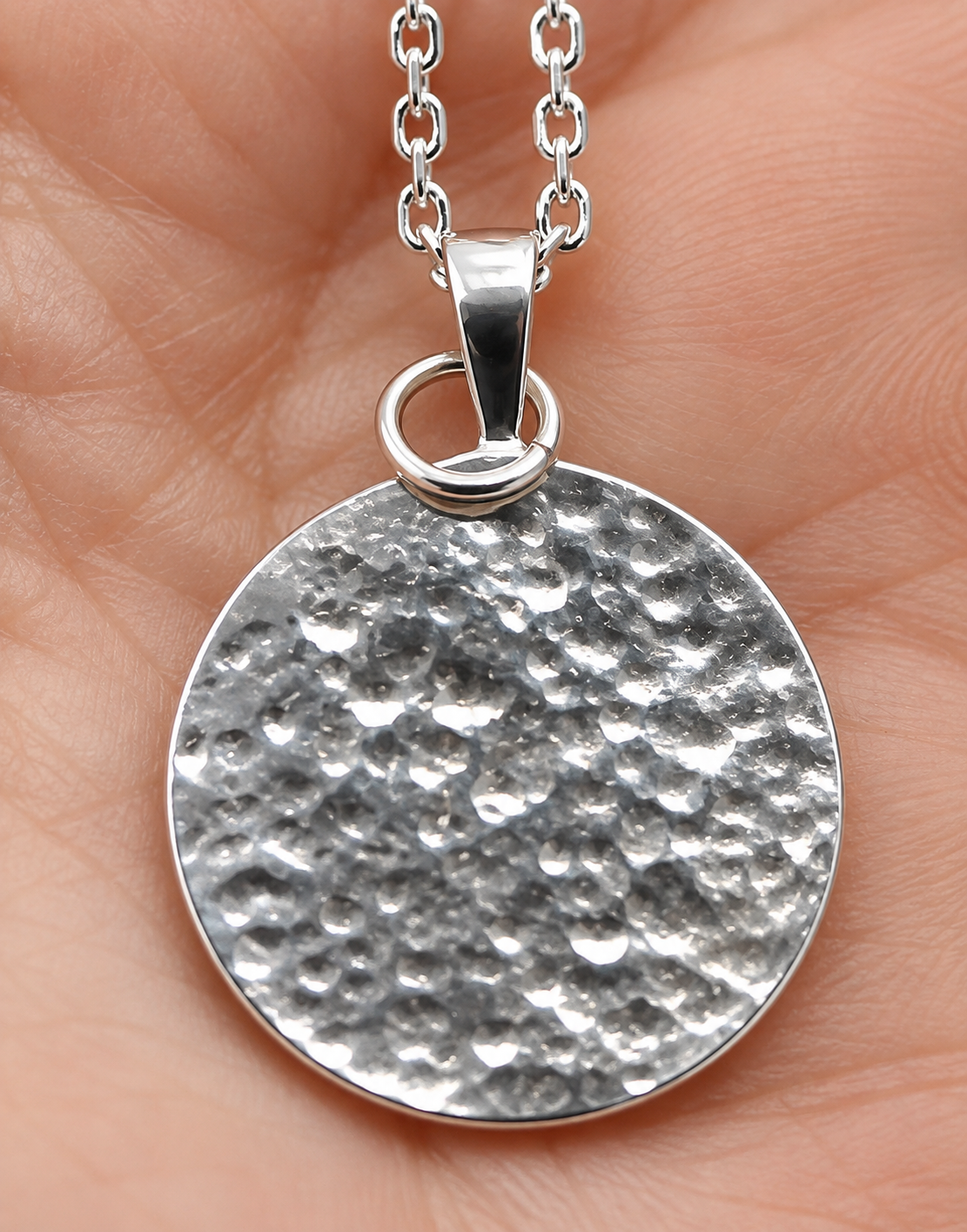 Sterling Silver 925 St Christopher 21mm Round Pendant Travel Saint + Diamond Cut Necklace