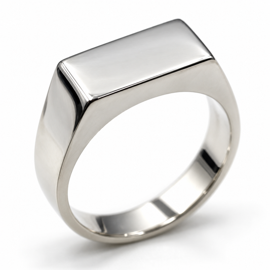 Genuine Sterling Silver 925 Rectangular Signet Ring 14mm x 7mm-  In your ring size