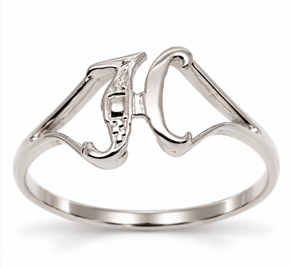 Kaedesigns, Genuine, Solid Yellow Or Rose Or White Gold 375 Initial Ring H