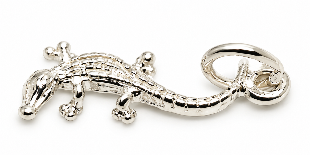 Genuine Sterling Silver 925 Crocodile 3D Pendant Or Charm