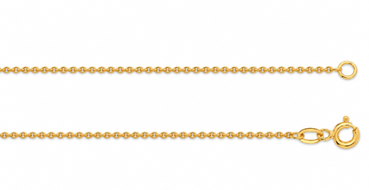 Genuine 9ct Yellow Gold Cable Chain Necklace - 1.3mm, 40cm 45cm 50cm or 60cm