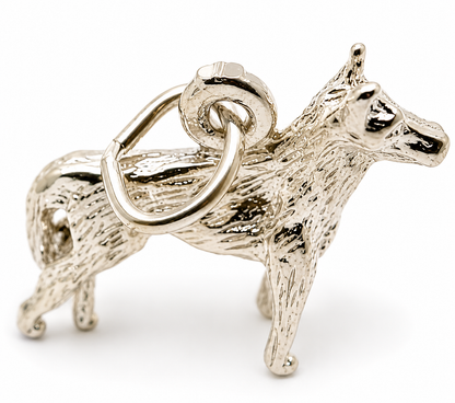 Sterling Silver 925 Alsatian Dog German Shepherd 3D Charm or Pendant