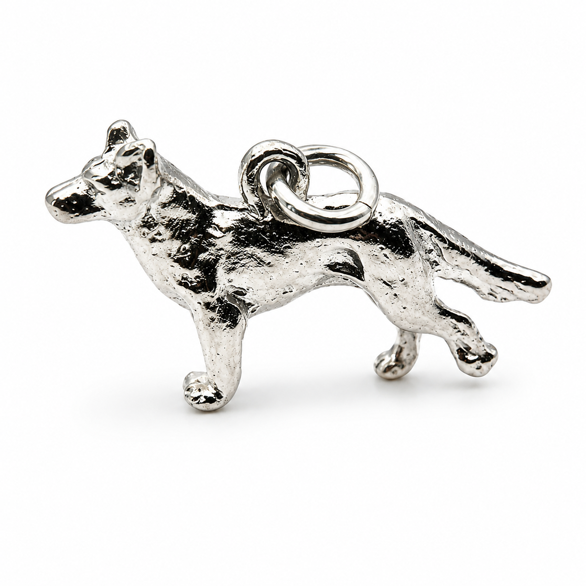 Sterling Silver 925 Large 3D Alsatian Dog German Shepherd Pendant