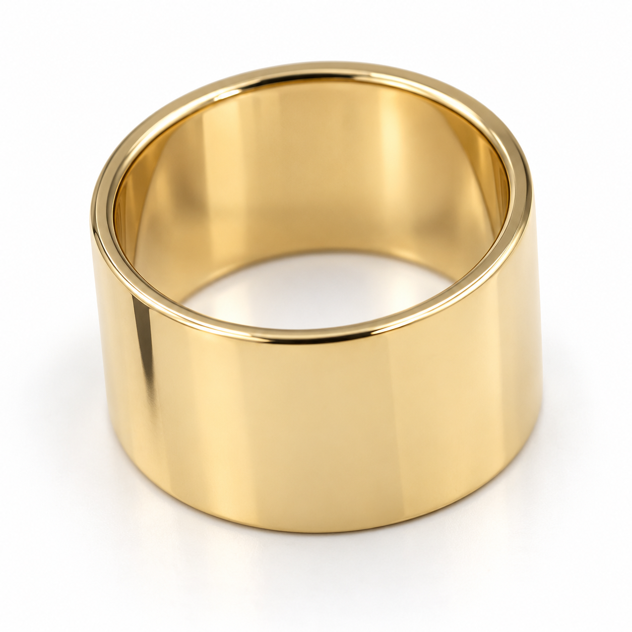 Genuine 9ct 9k 375 Yellow, Rose or White Gold 12mm Wide Flat Cigar Band Ring - Choose your ring size H to P
