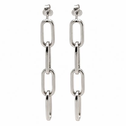 Sterling Silver 925 4 Link Paper Clip Link Drop Earrings