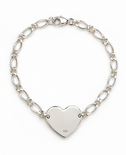 Kaedesigns Genuine 925 Sterling Silver Heart ID bracelet -Free engraving