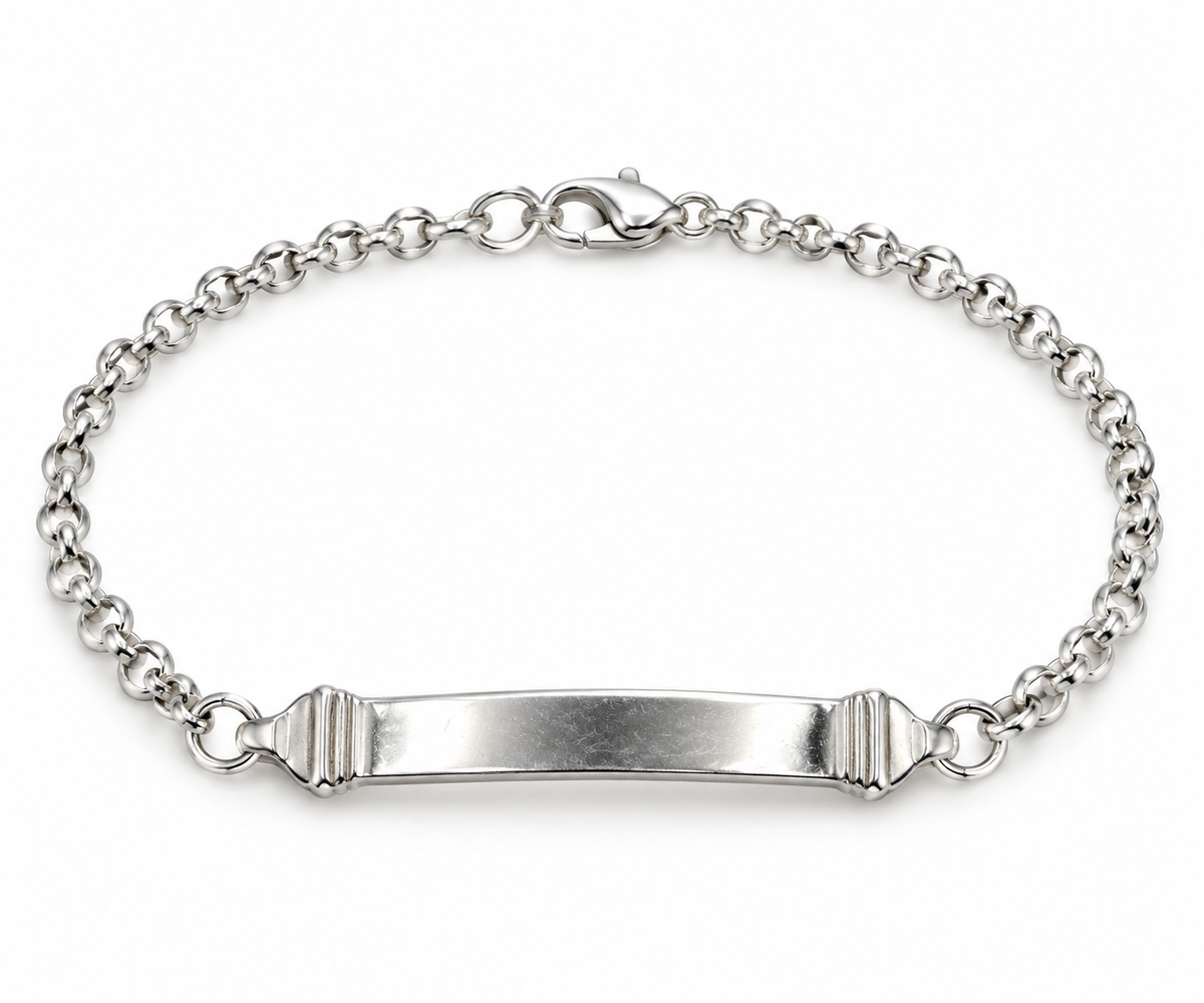 Sterling Silver 925 Belcher Link Identity ID Bracelet 19cm long