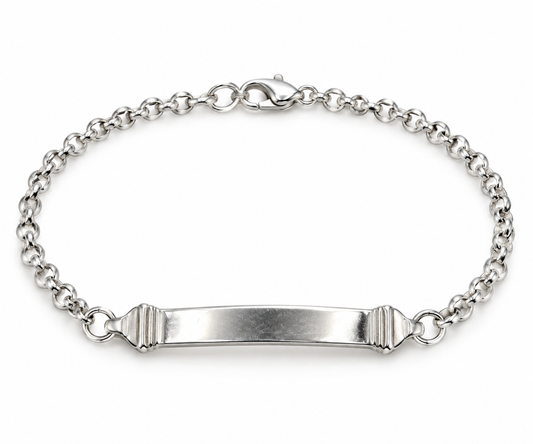 Sterling Silver 925 Belcher Link Identity ID Bracelet 19cm long