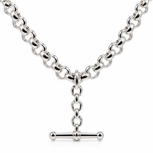 Sterling Silver 925 50cm Antique Round Belcher Link FOB Chain Necklace