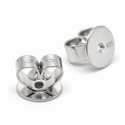 Sterling Silver 925 Disc Butterfly Earring Backs - Disc sizes: 4.5mm, 5.5mm, 6.5mm, 8mm or 10mm