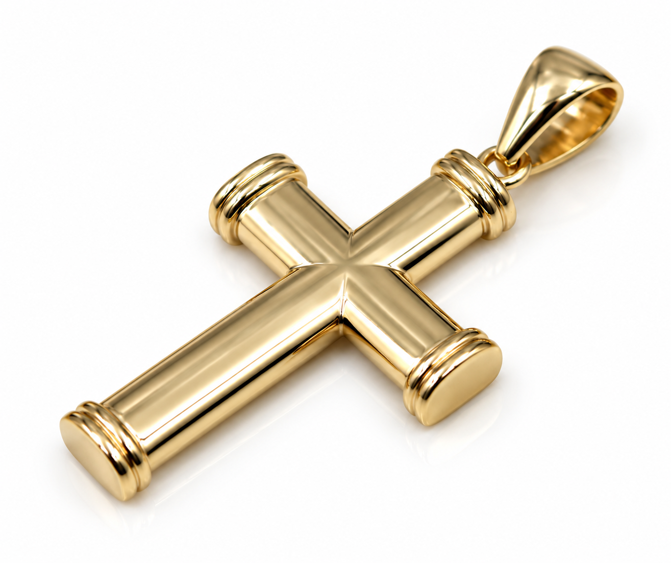 Kaedesigns Genuine 9ct 9K 375 Yellow, Rose or White Gold Large Ribbed Plain Cross Pendant