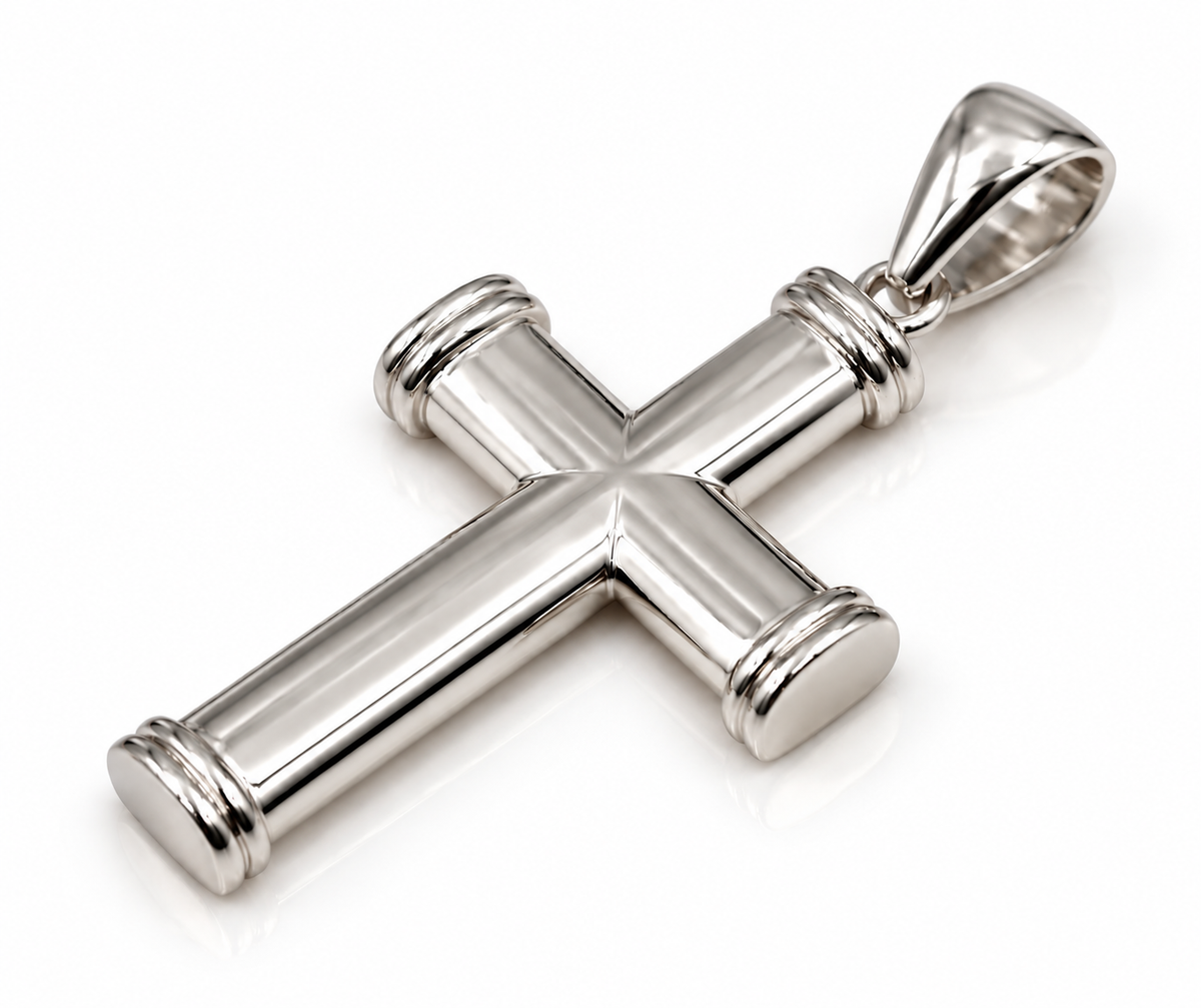 Kaedesigns Genuine 9ct 9K 375 Yellow, Rose or White Gold Large Ribbed Plain Cross Pendant