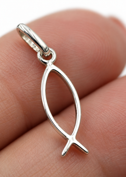 Solid Sterling Silver or 9ct Yellow Gold Religious Jesus Christian Fish Symbol Pendant
