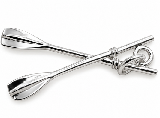 Sterling Silver 925 Crossed Oars Paddles Rowing Charm Pendant
