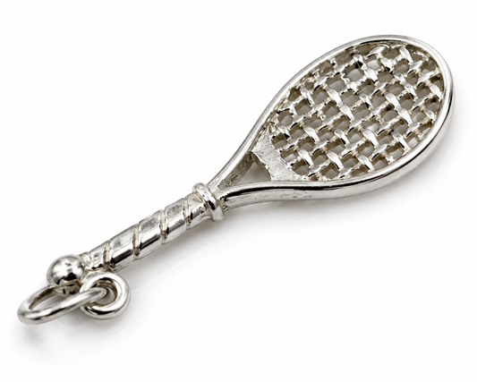 Genuine Sterling Silver 925 Tennis Racquet Charm or Pendant