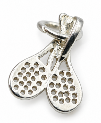 Sterling Silver Tiny Small Crossed Tennis Racquet Court Sport Charm