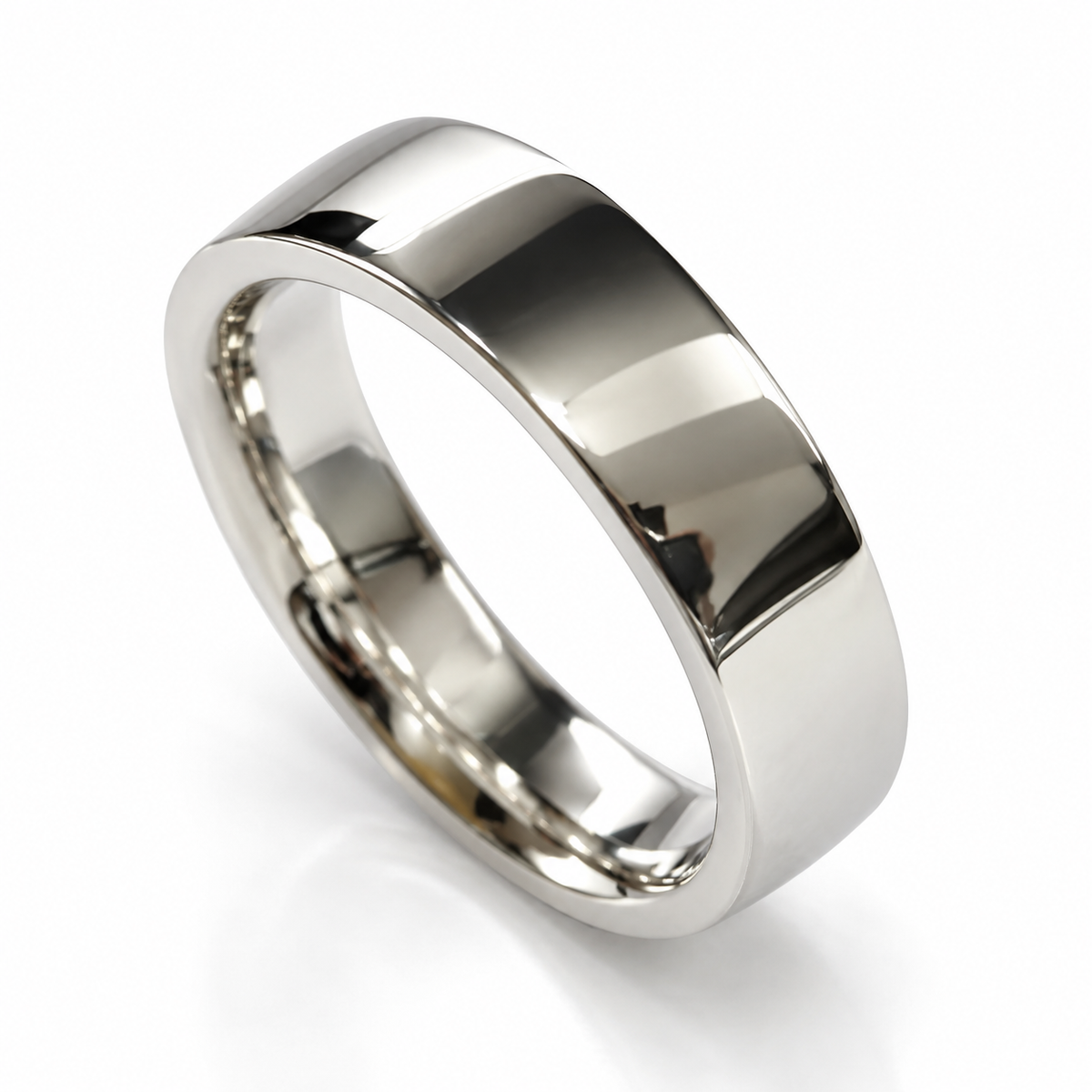 Size L Kaedesigns 14k 14ct 585 White gold 5mm, Flat & Comfort-Fit wedding Band