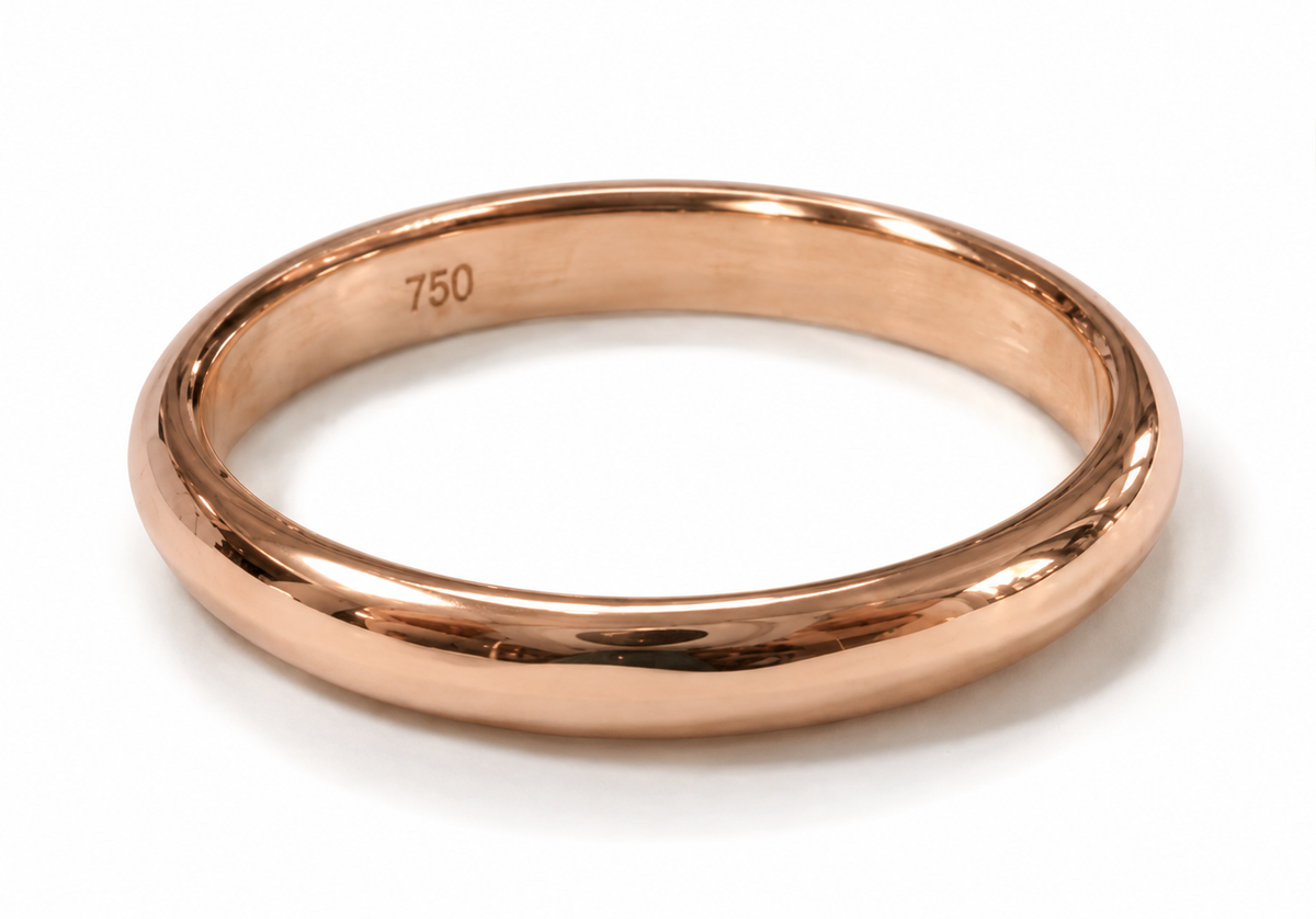 Genuine 18ct 18k 750 Yellow, Rose or White Gold 2.5mm Wedding Band - Sizes H to P