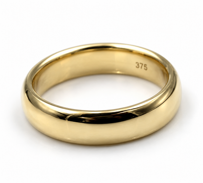 Solid 9ct 9K 375 Yellow, Rose or White Gold 5mm Comfort-Fit Wedding Band - Choose your ring size H to P