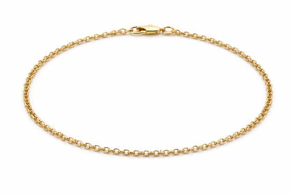Genuine 9ct 9k Solid Yellow or Rose Gold 25cm Round Belcher Anklet