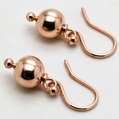 Genuine 9ct 9kt 375 Yellow, Rose or White Gold 8mm Euro Ball Drop Earrings