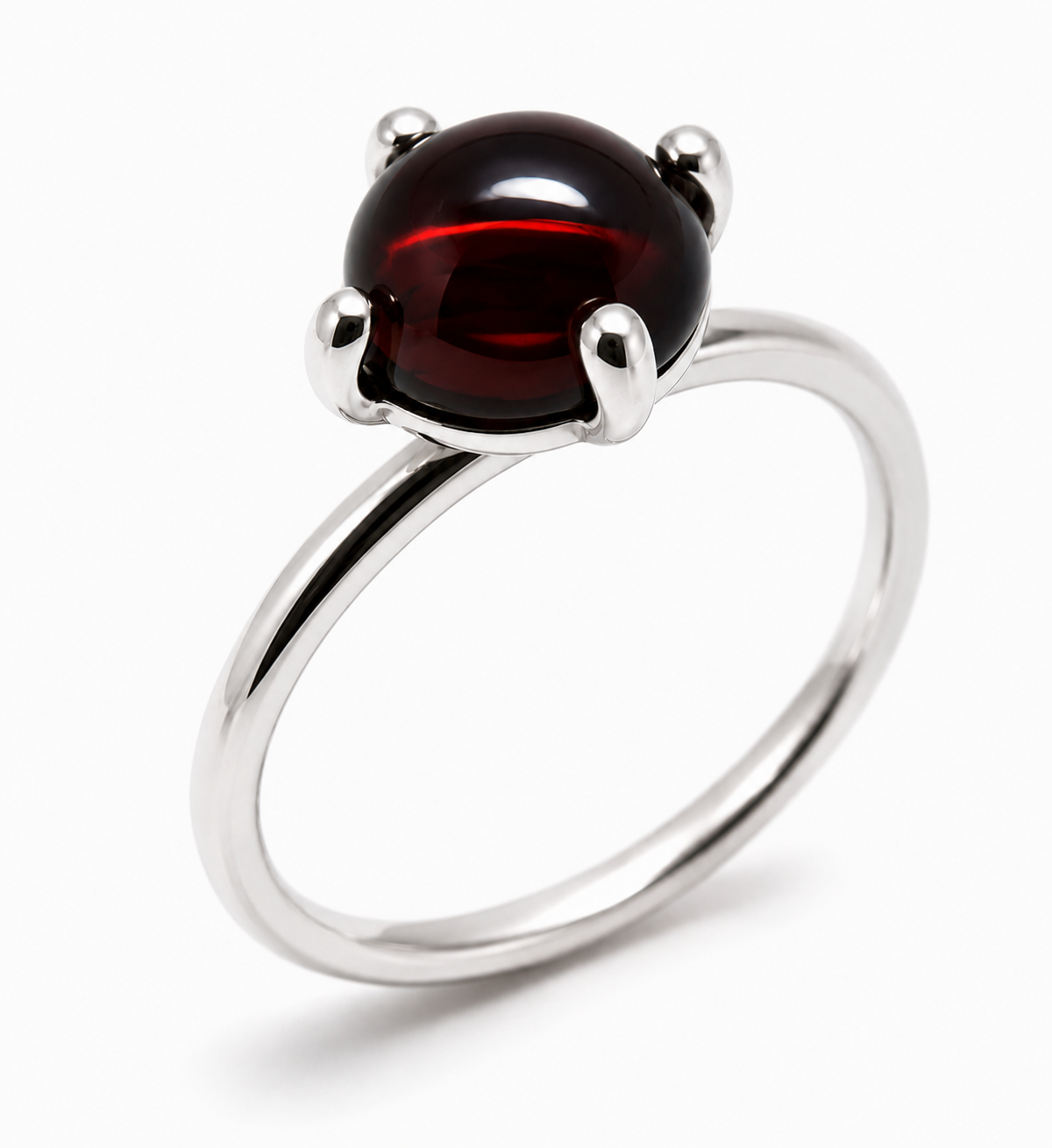 Genuine 9ct 9k 375 Yellow, Rose or White Gold Cabochon Garnet Stacker Ring - Choose your ring size H to P