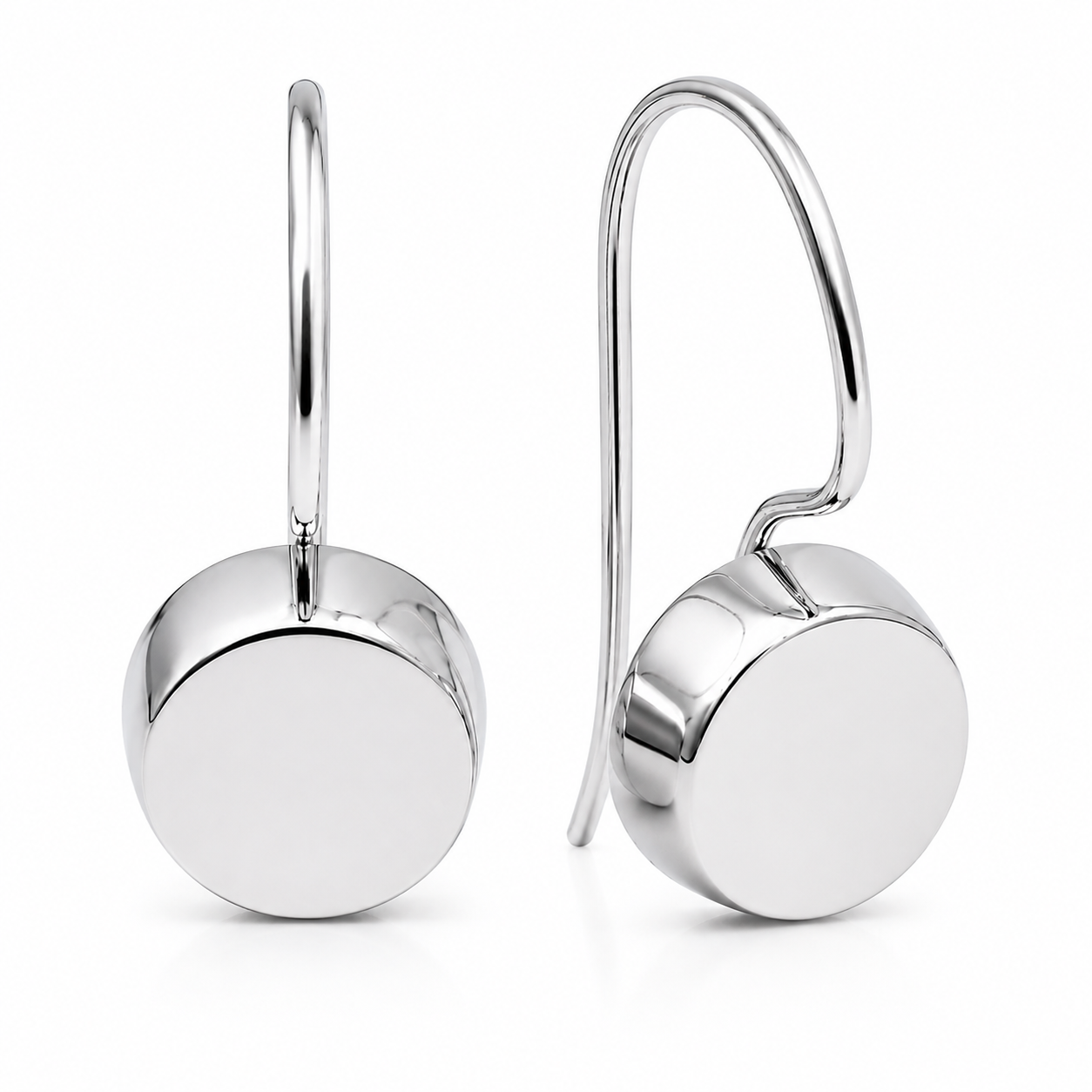 Genuine 9ct 9K 375 Yellow, Rose or White Gold Large 3D Disc Hook Earrings