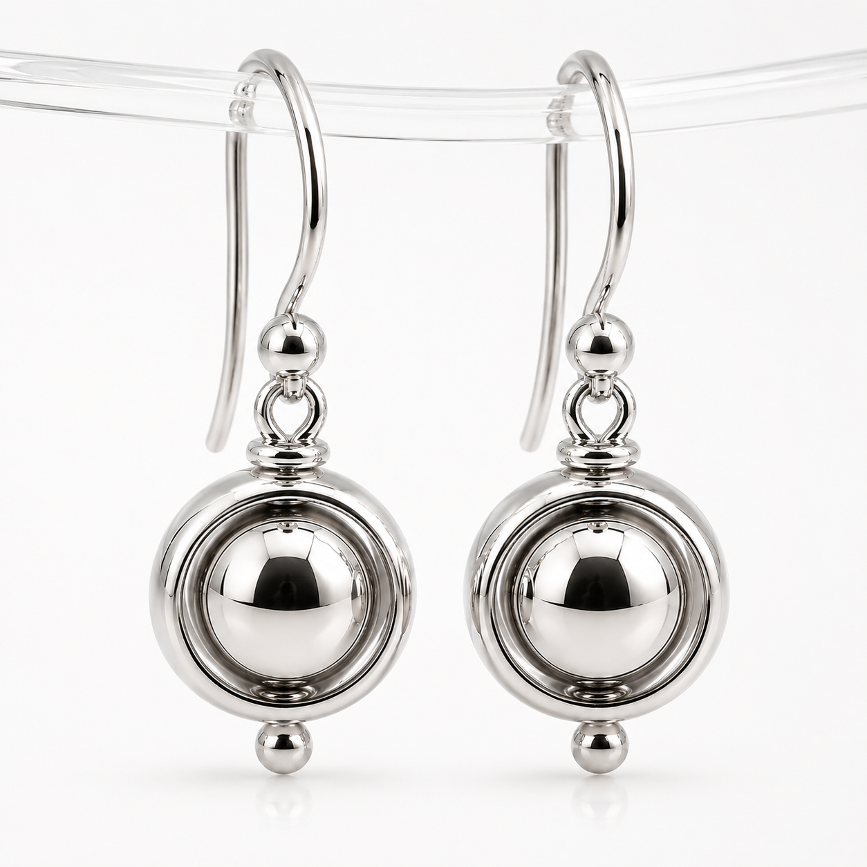 Kaedesigns, Genuine 9ct 9kt Yellow, Rose or White Gold Spinning Belcher Ball Drop Earrings