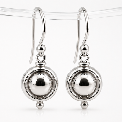 Kaedesigns, Genuine 9ct 9kt Yellow, Rose or White Gold Spinning Belcher Ball Drop Earrings