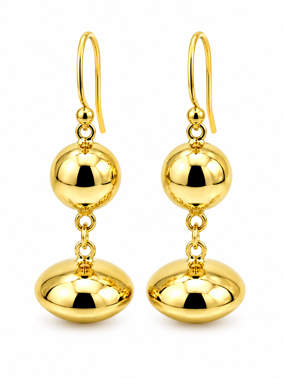 Genuine 9ct 9kt 375 Yellow, Rose or White Gold Heavy Fancy Ball Drop Earrings
