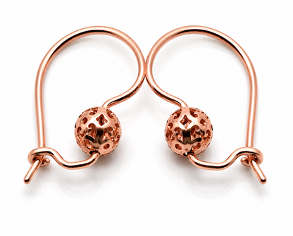 Genuine 9ct 9k 375 Yellow, Rose or White Gold 5.5mm Ball Filigree Earrings