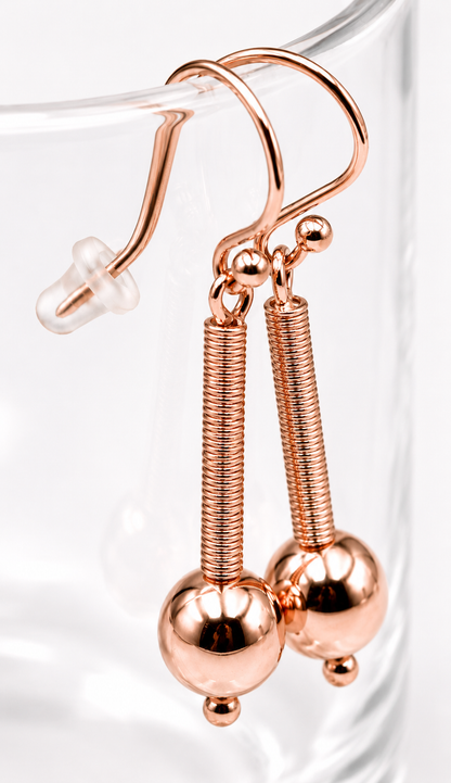Genuine 9ct 9kt 375 Yellow, Rose & White Gold Spinning 8mm Ball Drop Earrings
