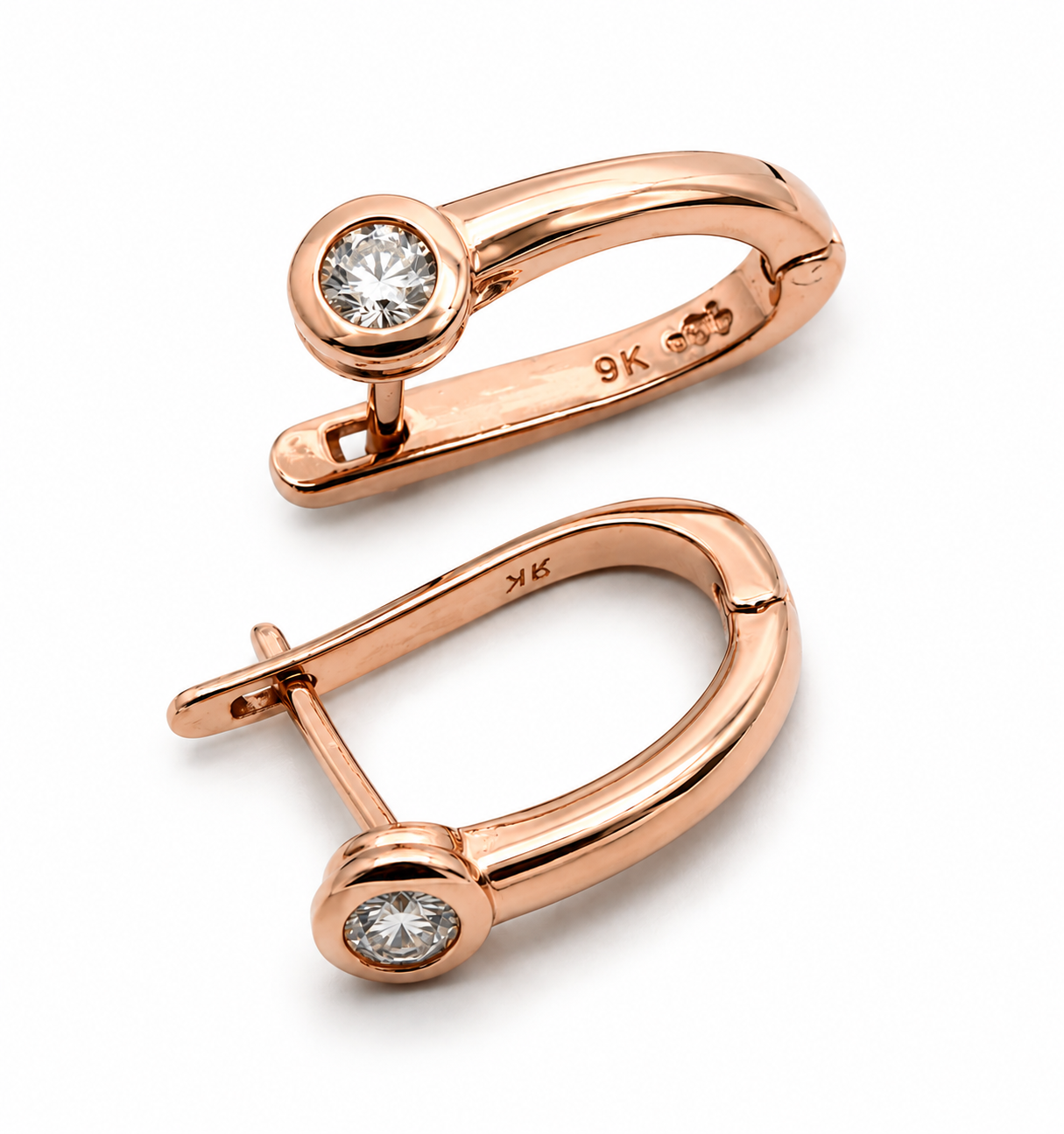Genuine 9ct Solid Yellow, Rose or White Gold Cubic Zirconia Huggies Earrings
