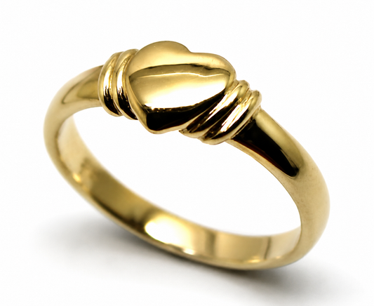 Genuine 9ct 9K 375 Yellow, Rose or White Gold Heart Signet Ring Item 280 - Choose your size F to K