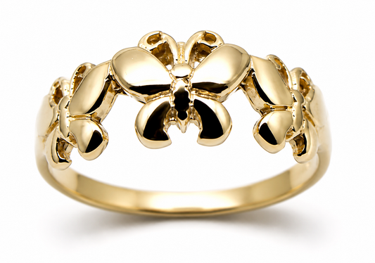 Genuine Solid 9ct 9K 375 Yellow, Rose or White Gold Butterfly Ring Choose Size