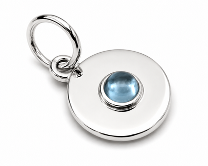 Genuine 9ct 9K 375 Yellow, Rose or White Gold 12mm Cabochon Topaz disc round circle pendant