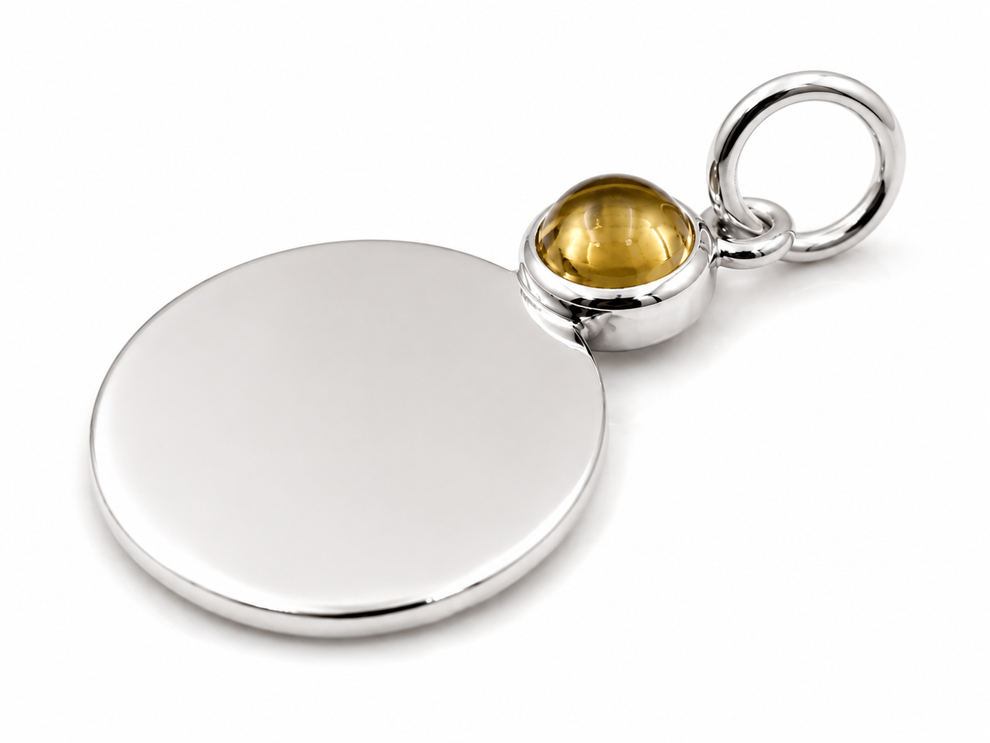 Genuine 9ct 9K 375 Yellow, Rose or White Gold Cabochon Light Citrine Disc Pendant