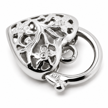 Kaedesigns Genuine 9ct 9K 375 15mm Yellow, Rose or White Gold Filigree Heart Pendant Padlock