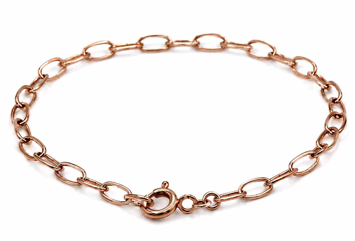 Genuine Handmade 9ct 9K 375 Yellow, Rose or White Gold Lightweight Paperclip Bracelet Bolt Ring 18.5cm