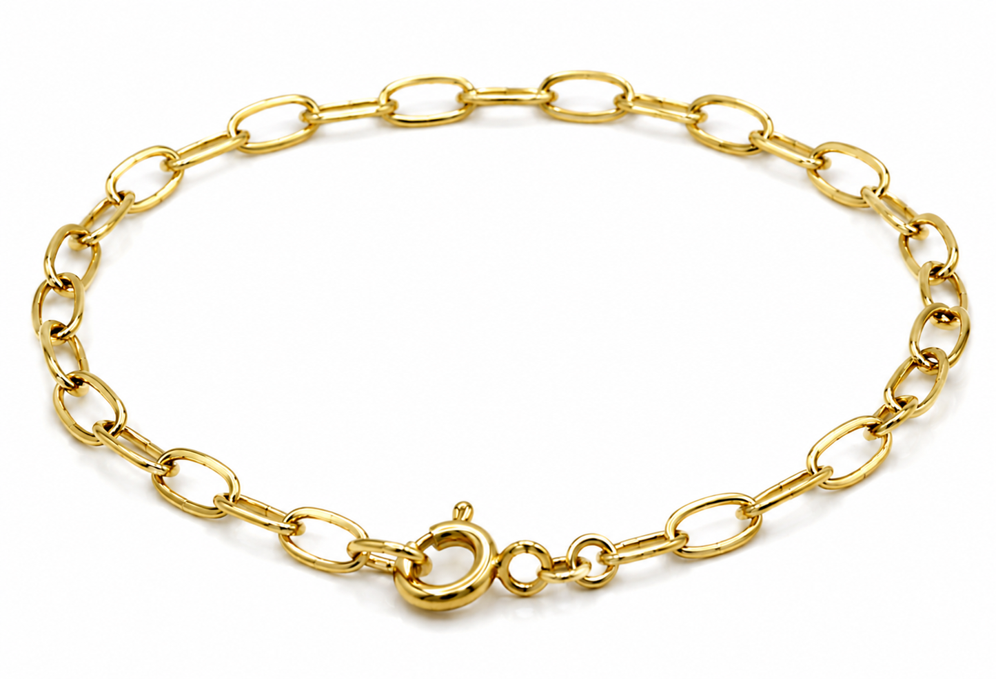 Genuine Handmade 9ct 9K 375 Yellow, Rose or White Gold Lightweight Paperclip Bracelet Bolt Ring 18.5cm