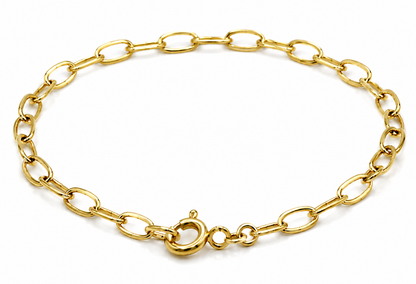 Genuine Handmade 9ct 9K 375 Yellow, Rose or White Gold Lightweight Paperclip Bracelet Bolt Ring 18.5cm