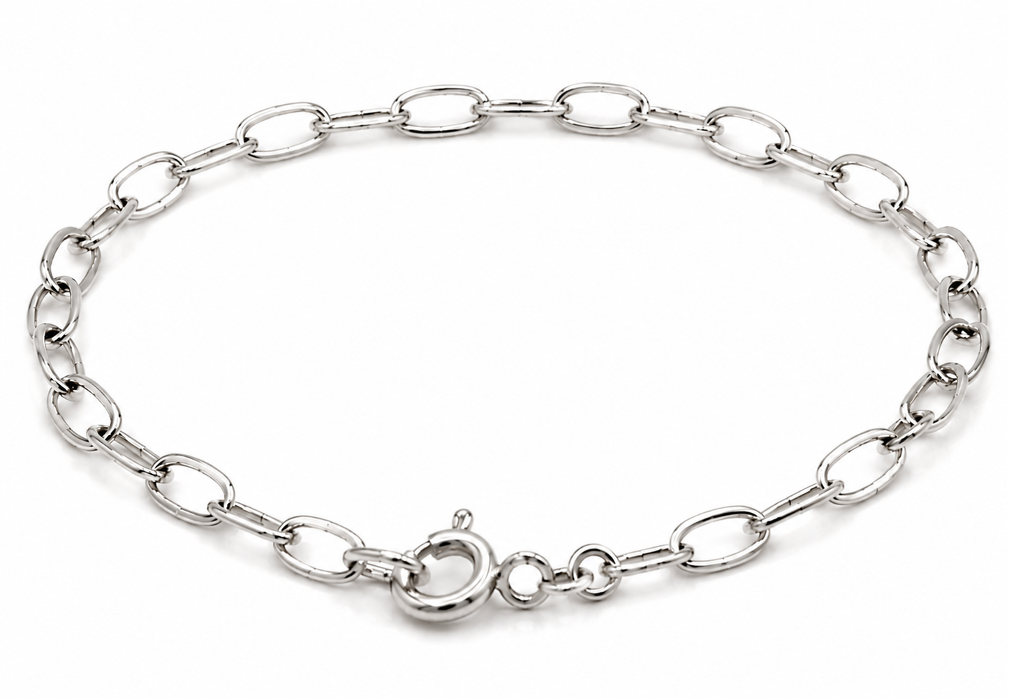 Genuine Handmade 9ct 9K 375 Yellow, Rose or White Gold Lightweight Paperclip Bracelet Bolt Ring 18.5cm