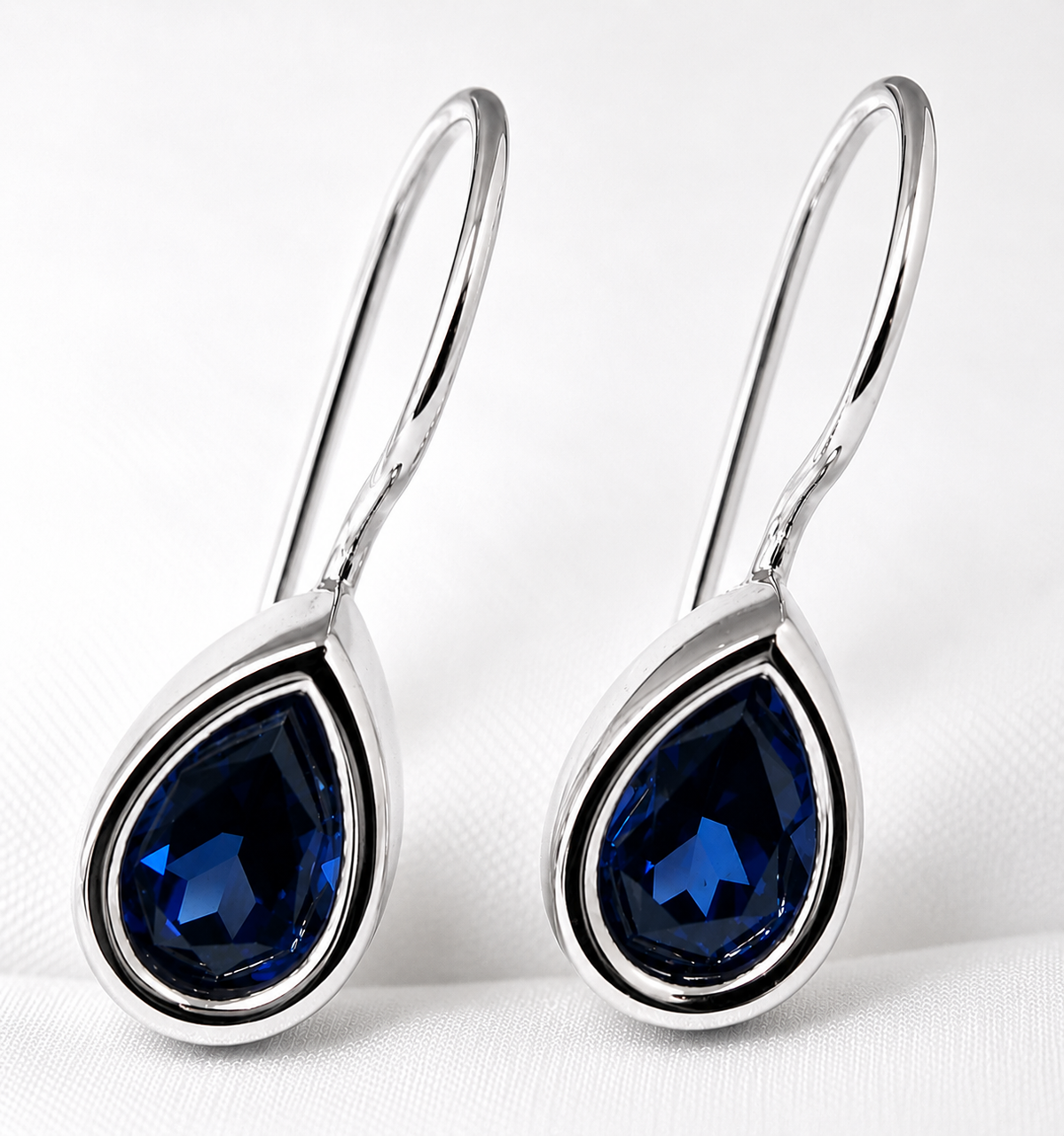Genuine  9ct 9k 375  Yellow, Rose or White Gold Blue Stone Teardrop Earrings